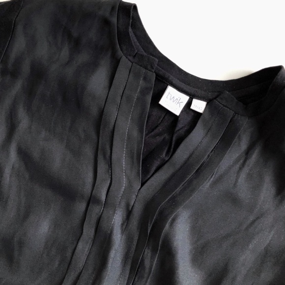 TWIK XS Black Long Sleeve Mixed Fabric Pleated Top - Picture 6 of 15